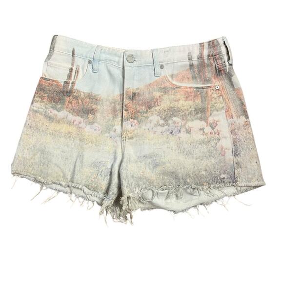 Blank NYC The Barrow Graphic Printed Desert Landscape Cutoff Shorts Size 31 - Picture 1 of 4